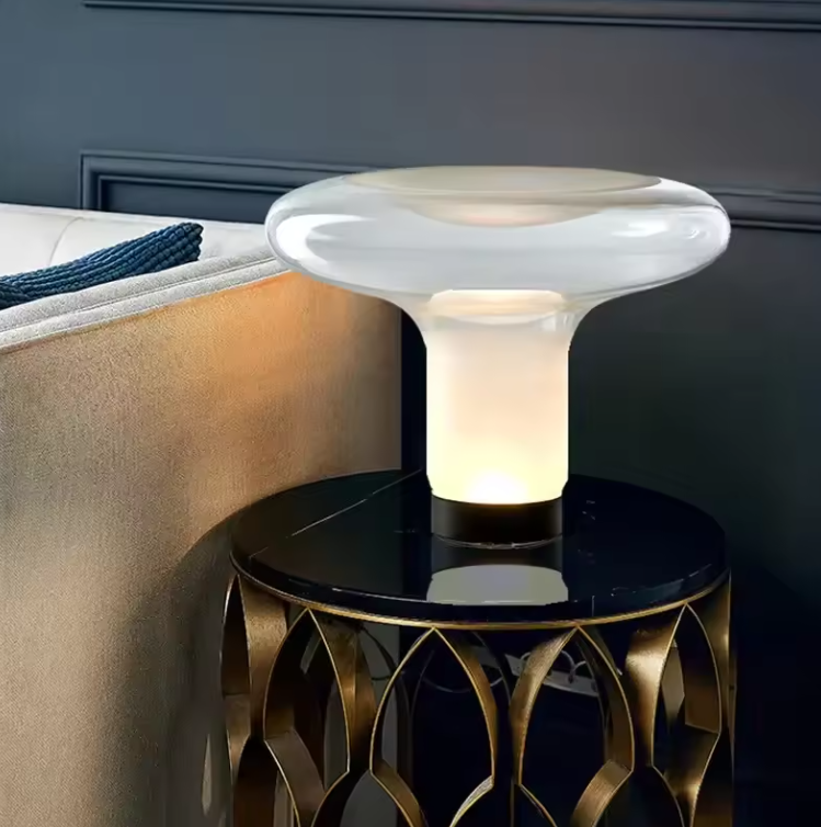 Glass Mushroom Lamp – Minimalist Table Lamp with Warm White Light