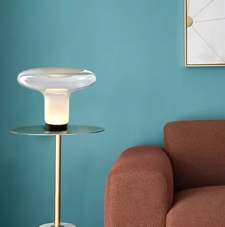Glass Mushroom Lamp – Minimalist Table Lamp with Warm White Light