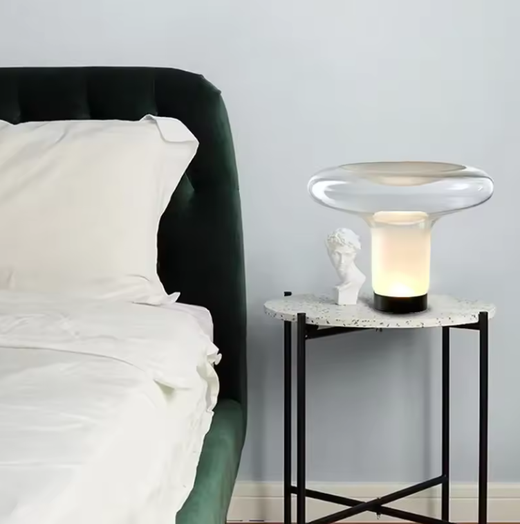 Glass Mushroom Lamp – Minimalist Table Lamp with Warm White Light