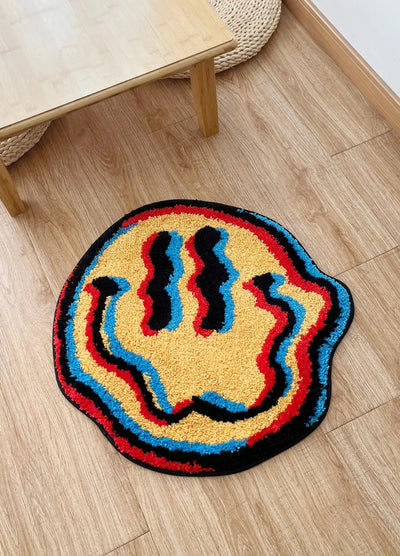 Smiling Face Rug - 3D Hologram Hand-Crafted Polyester Mat