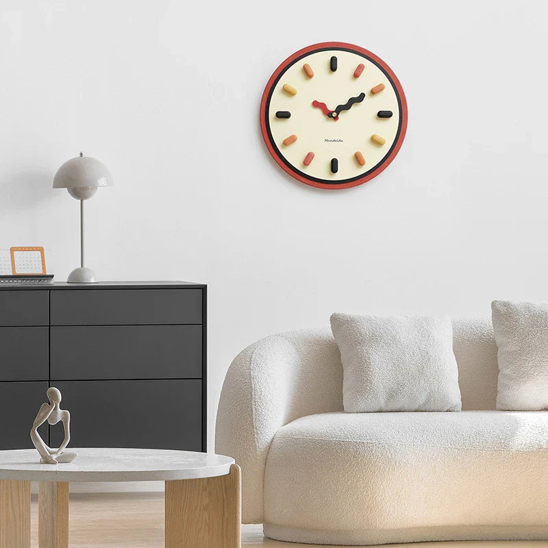 Nordic Wall Clock – Retro Wooden Quartz Timepiece