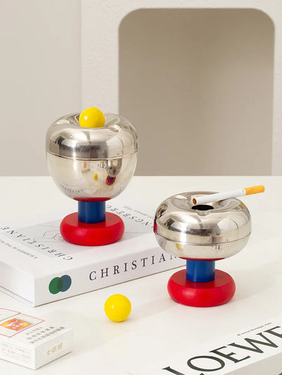 Stainless Steel Ashtray - Retro Ball Design, Small & Durable