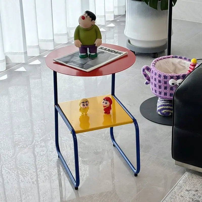 Midcentury Side Table - Metal Shelf Two Tier Compact Storage