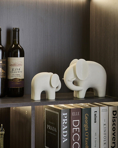 Nordic Elephant Statue - White Resin Sculpture