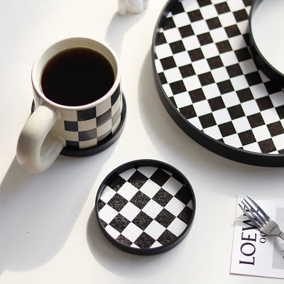 Plaid Cup Coaster - Checkerboard Drink Mat Pad
