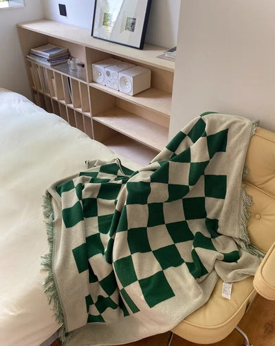 Plaid Throw Blanket – Retro Cotton 55x55 Inch Cozy Throw