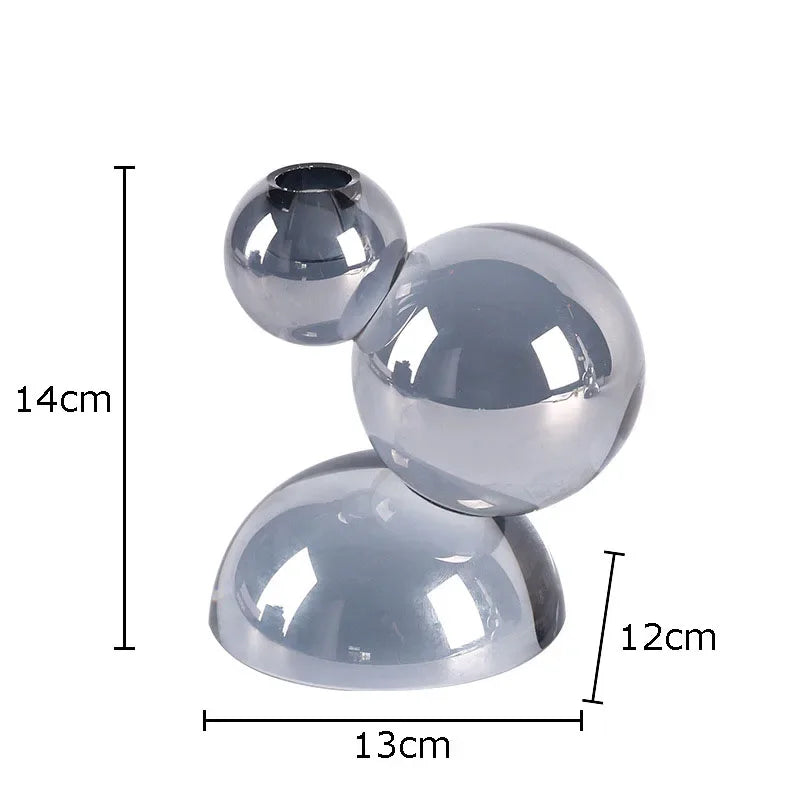 Crystal Candle Holders - Handcrafted Stacked Ball Design