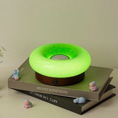 Donut Touch Table Lamp - Solid Wood Base, Dimmable Ambient Light
