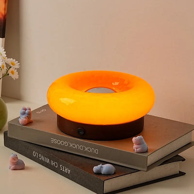 Donut Touch Table Lamp - Solid Wood Base, Dimmable Ambient Light