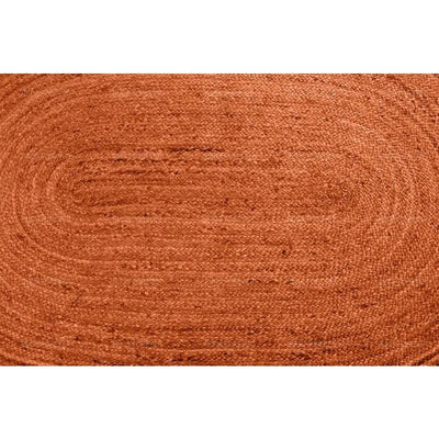 Boho Jute Rug - Orange Oval Hand-Braided Mat