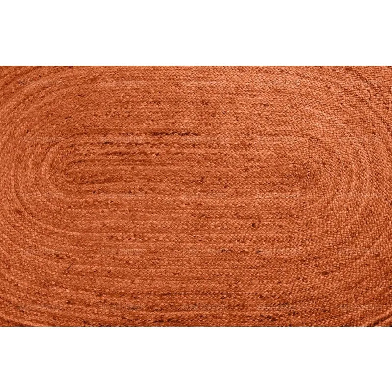 Boho Jute Rug - Orange Oval Hand-Braided Mat