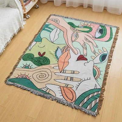 Abstract Art Throw Blanket - Modern Decorative Bed Throw