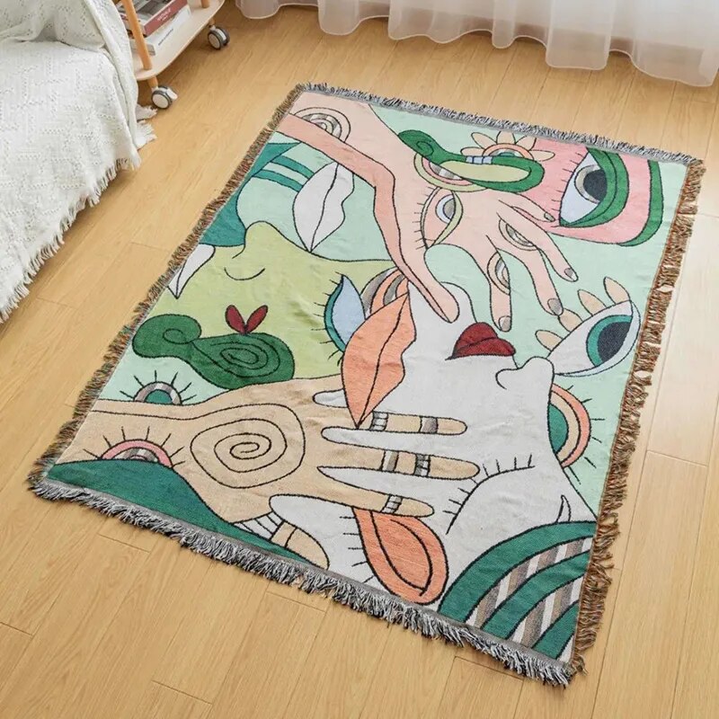 Abstract Art Throw Blanket - Modern Decorative Bed Throw