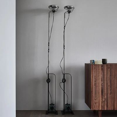 Industrial Floor Lamp - Danish Metal Halogen Corded Light
