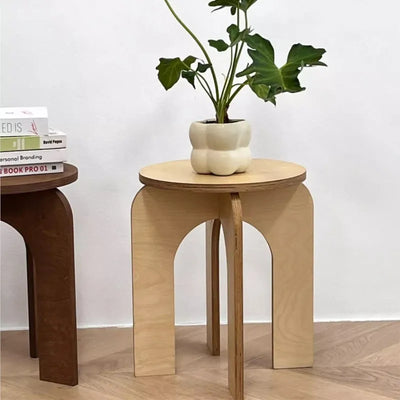 Vintage Cross-Leg Stool - Wooden Low Seat 16x18"