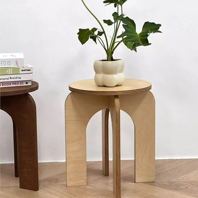 Vintage Cross-Leg Stool - Wooden Low Seat 16x18"
