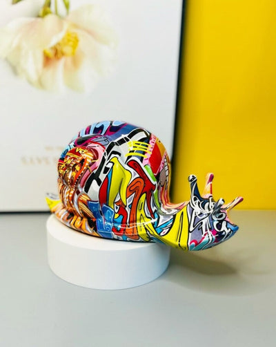 Graffiti Snail Sculpture - Resin Art Figurine
