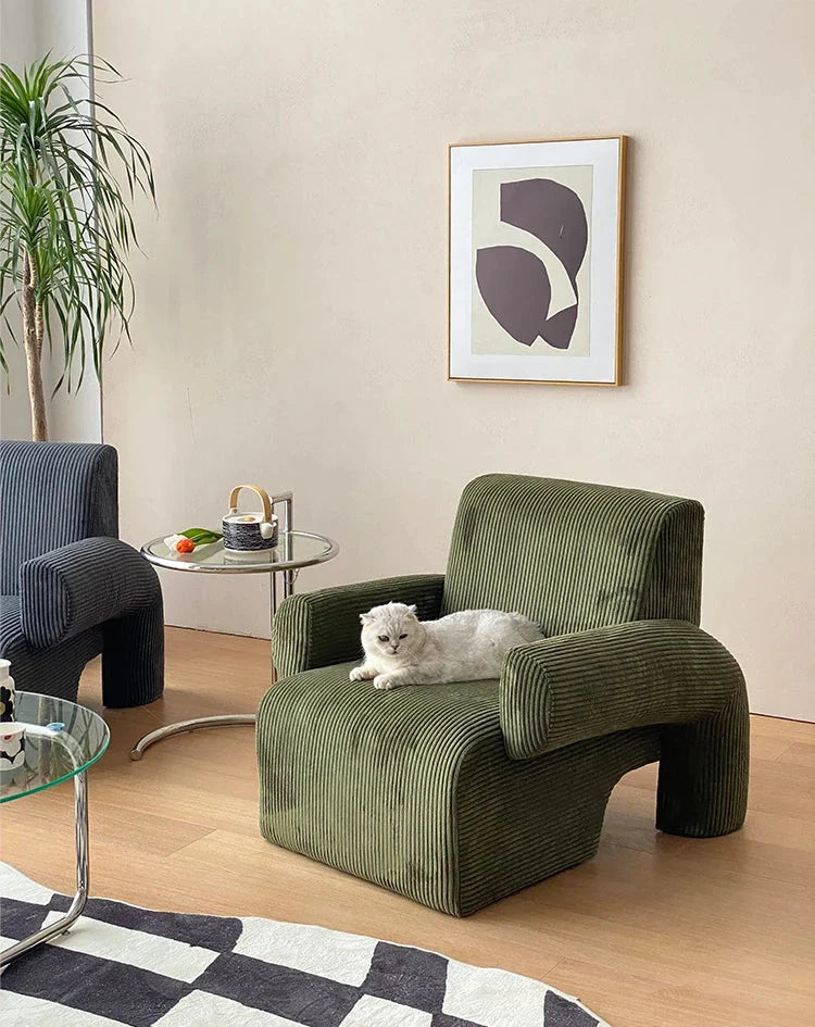 Corduroy Lounge Couch - Solid Wood Danish Sofa