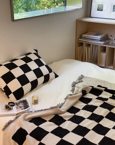 Plaid Throw Blanket – Retro Cotton 55x55 Inch Cozy Throw