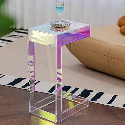 Acrylic Side Table - Nordic Iridescent Drawer