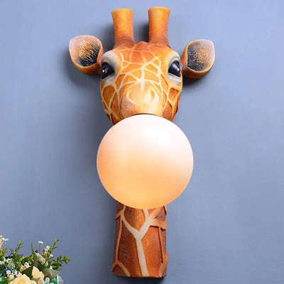 Giraffe Bubblegum Wall Lamp - Hand Crafted Resin Light Fixture