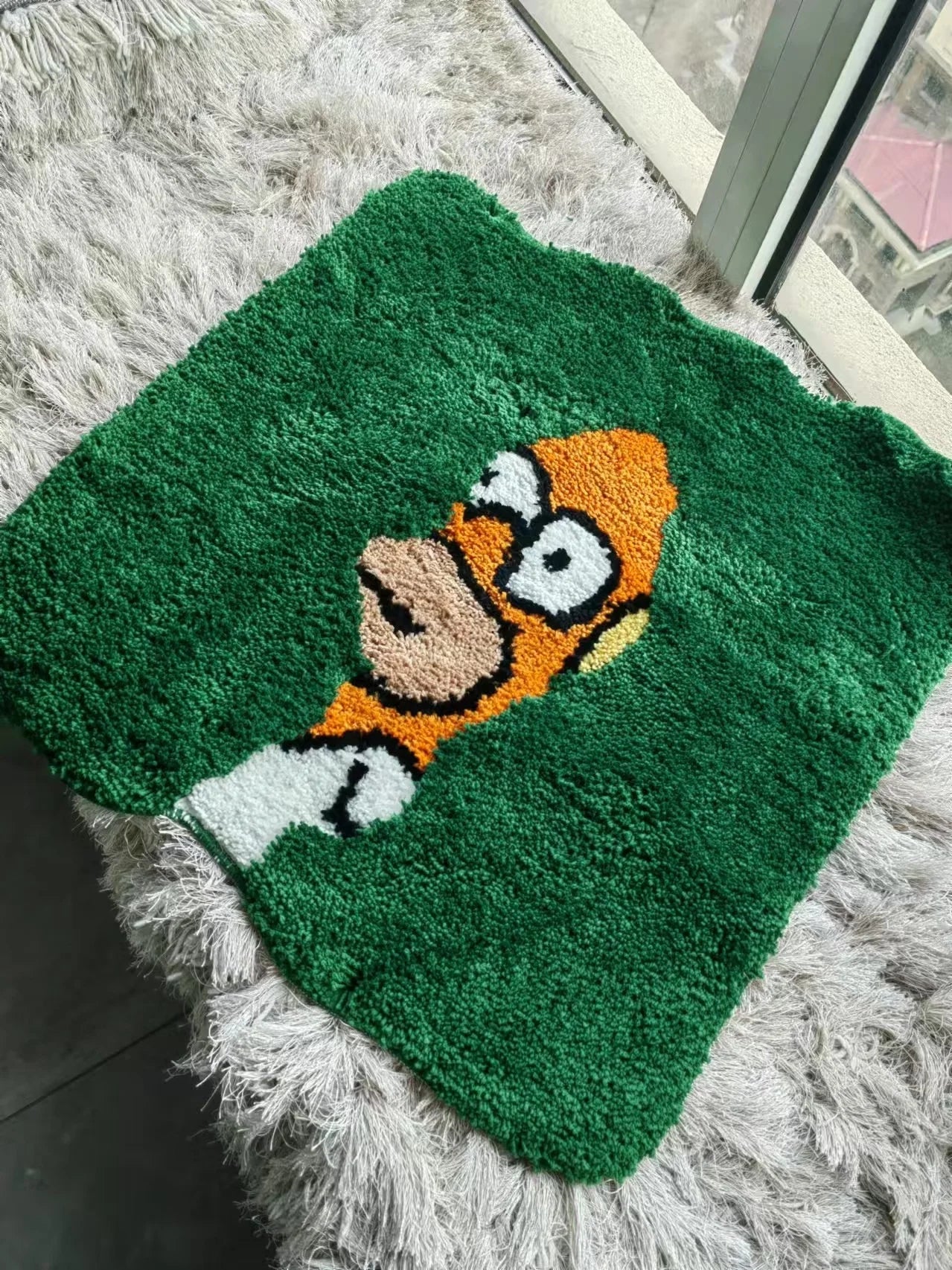 Green Plush Bedroom Mat - Soft Cozy Rug 9.2x17"
