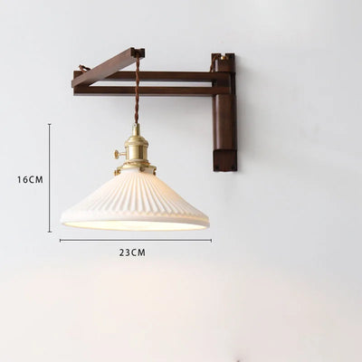 Japanese Walnut Wall Lamp – Folding Retro Design