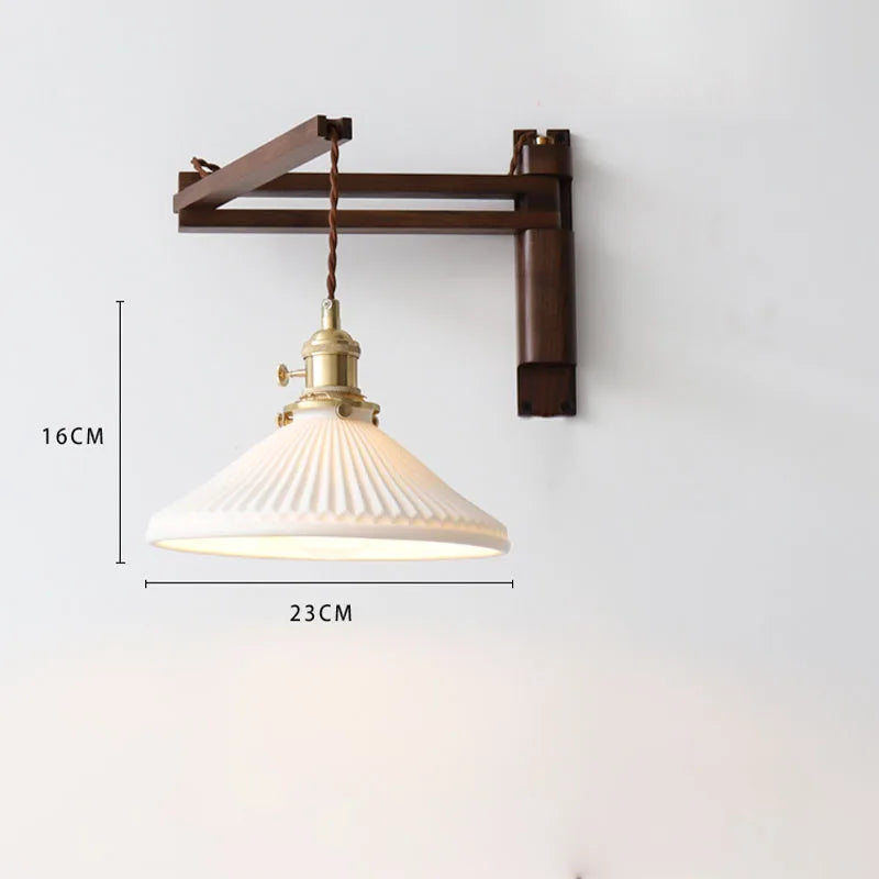 Japanese Walnut Wall Lamp – Folding Retro Design