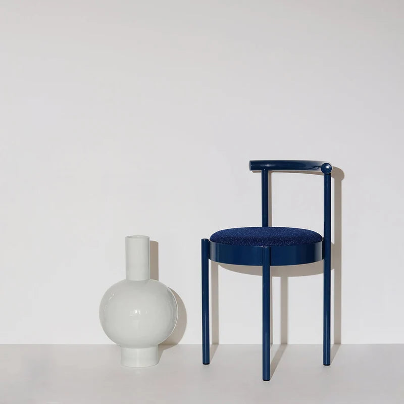 Mid-Century Modern Chair - Colorful Metal Leg Round Dining Seat