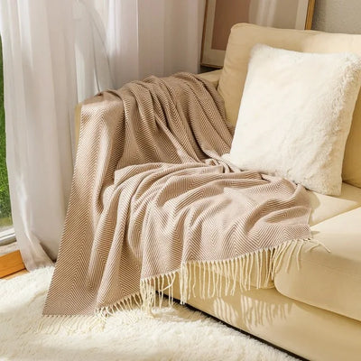 Jacquard Throw Blanket | Modern Striped Geometric Design