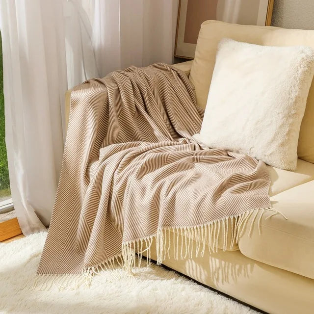 Jacquard Throw Blanket | Modern Striped Geometric Design