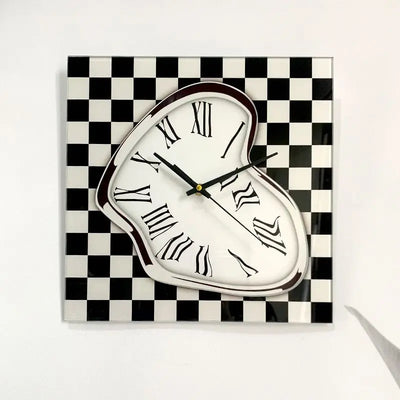 Plaid Glass Wall Clock | Modern Square Decorative Clock
