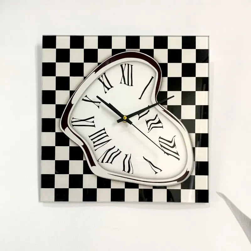Plaid Glass Wall Clock | Modern Square Decorative Clock