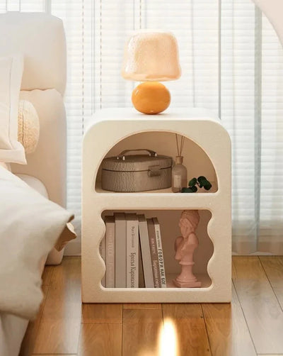 Nordic Cabinet Nightstand - Wooden Side Table With Irregular Shelf Design