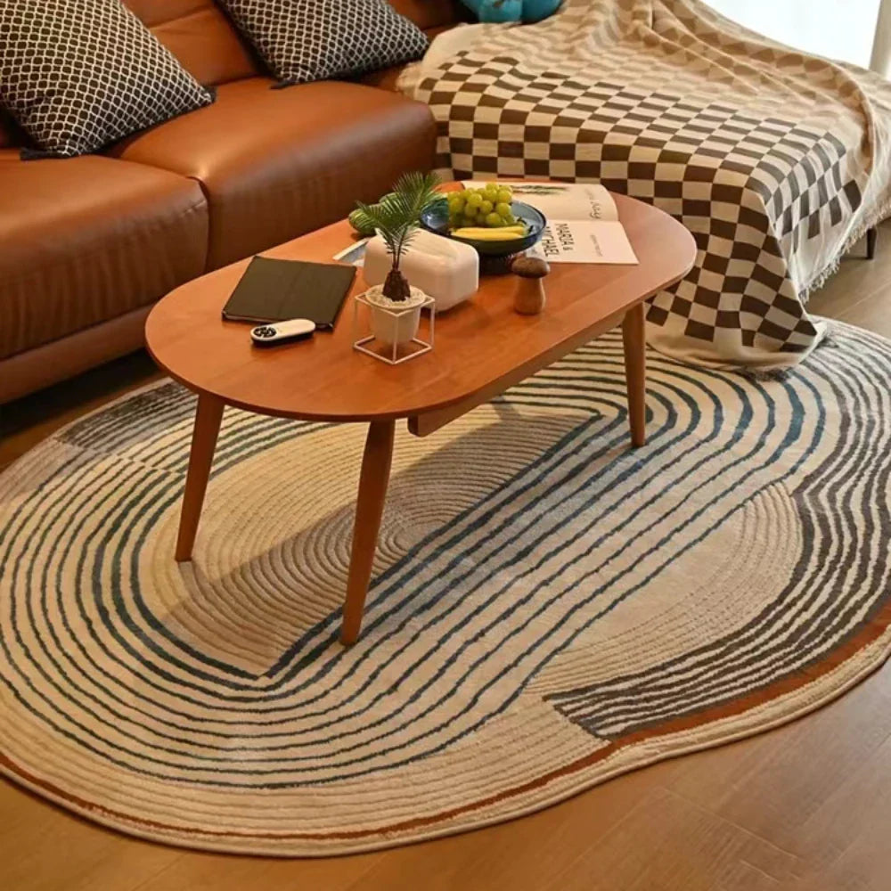 Irregular Oval Rug - Contemporary Polyester Area Carpet
