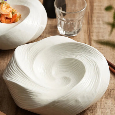 Ceramic Dining Plate - Spiral Elevated 8 Inch Luxury