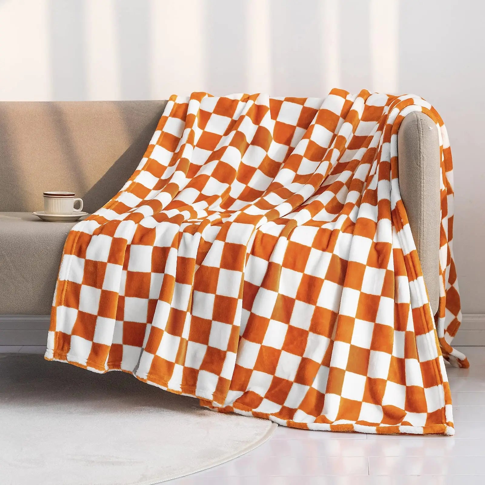 Plaid Throw Blanket | Soft Cotton Polyester Checkerboard