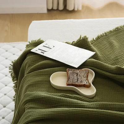 4-Layer Cotton Throw - Breathable Stylish Couch Blanket