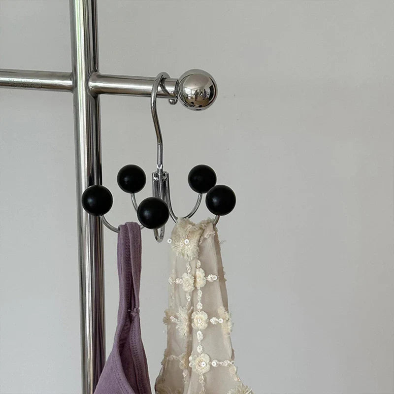 Wooden Ball Hooks Rotating 5 Color Hanger
