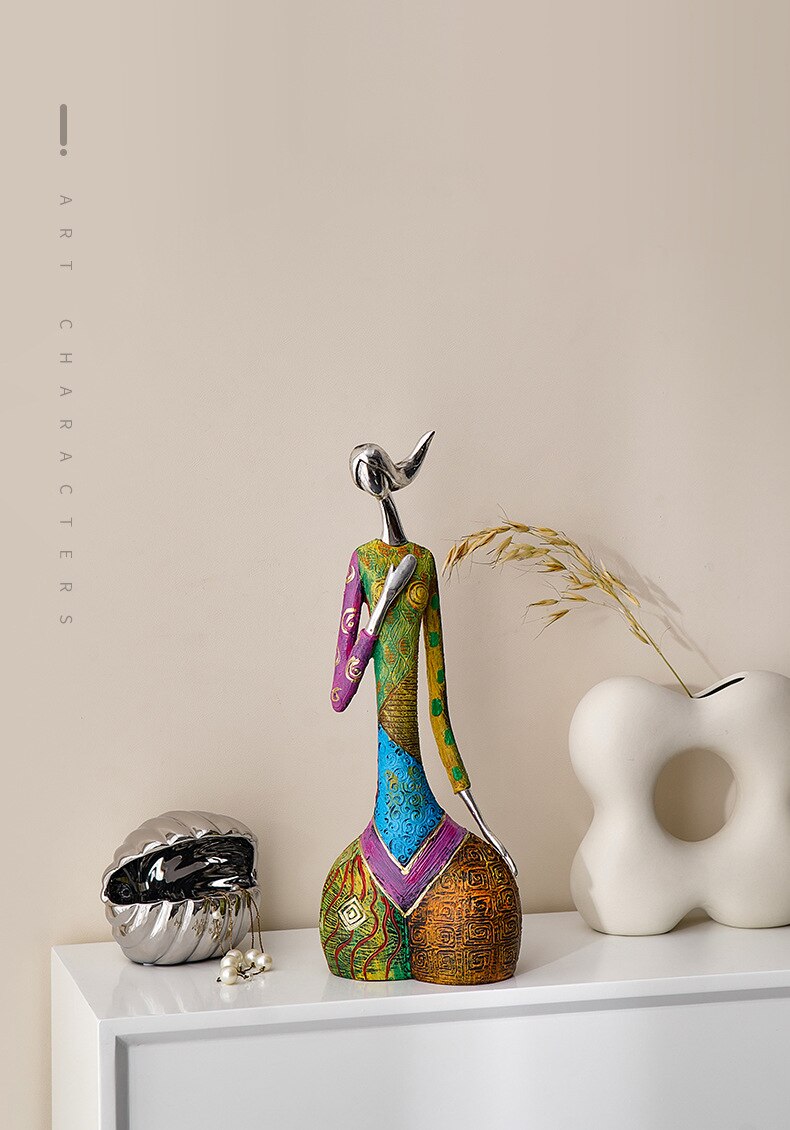 African Woman Figurine | Unique Abstract Resin Sculpture