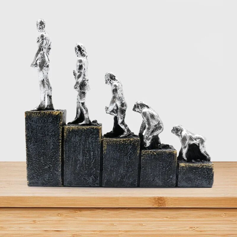 Evolution Figurine Sculpture - Ceramic Resin Art