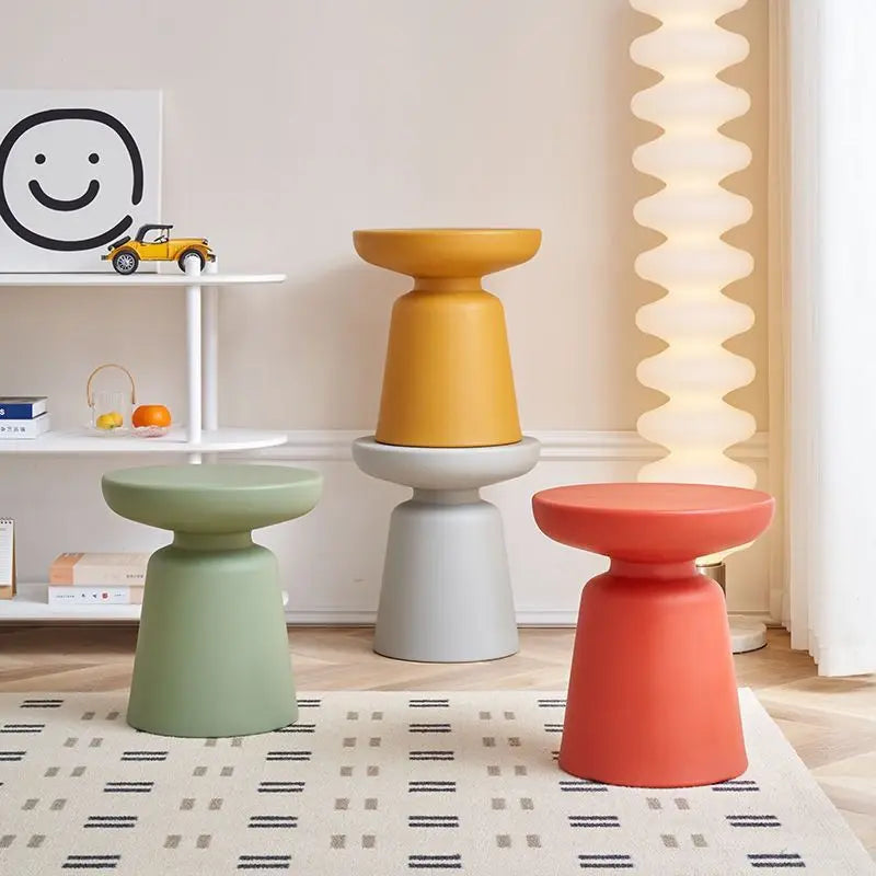 Nordic Matte Side Table - Round ABS Stool Compact