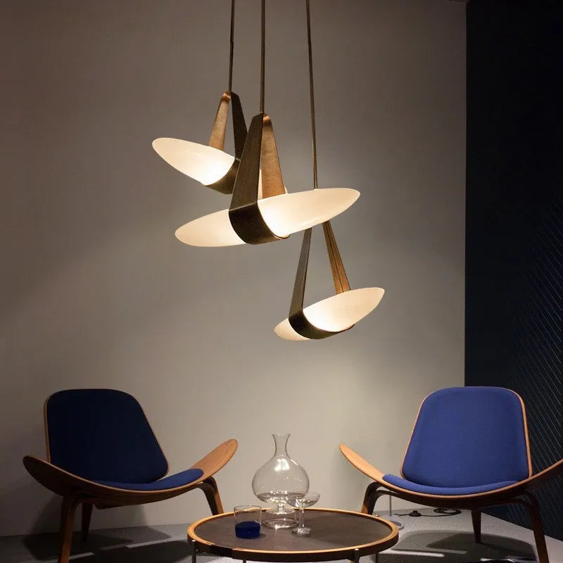 Floating Leather Chandelier – Modern Ceiling Light with Warm