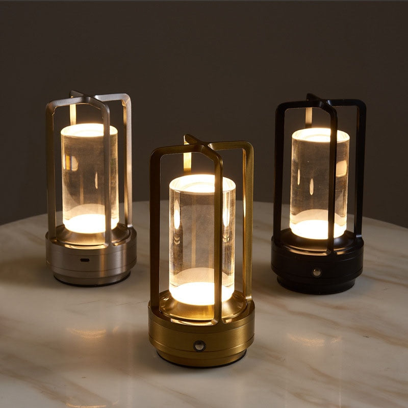 Cordless LED Table Lamp - Retro Bar Lamp Metal Dimmable