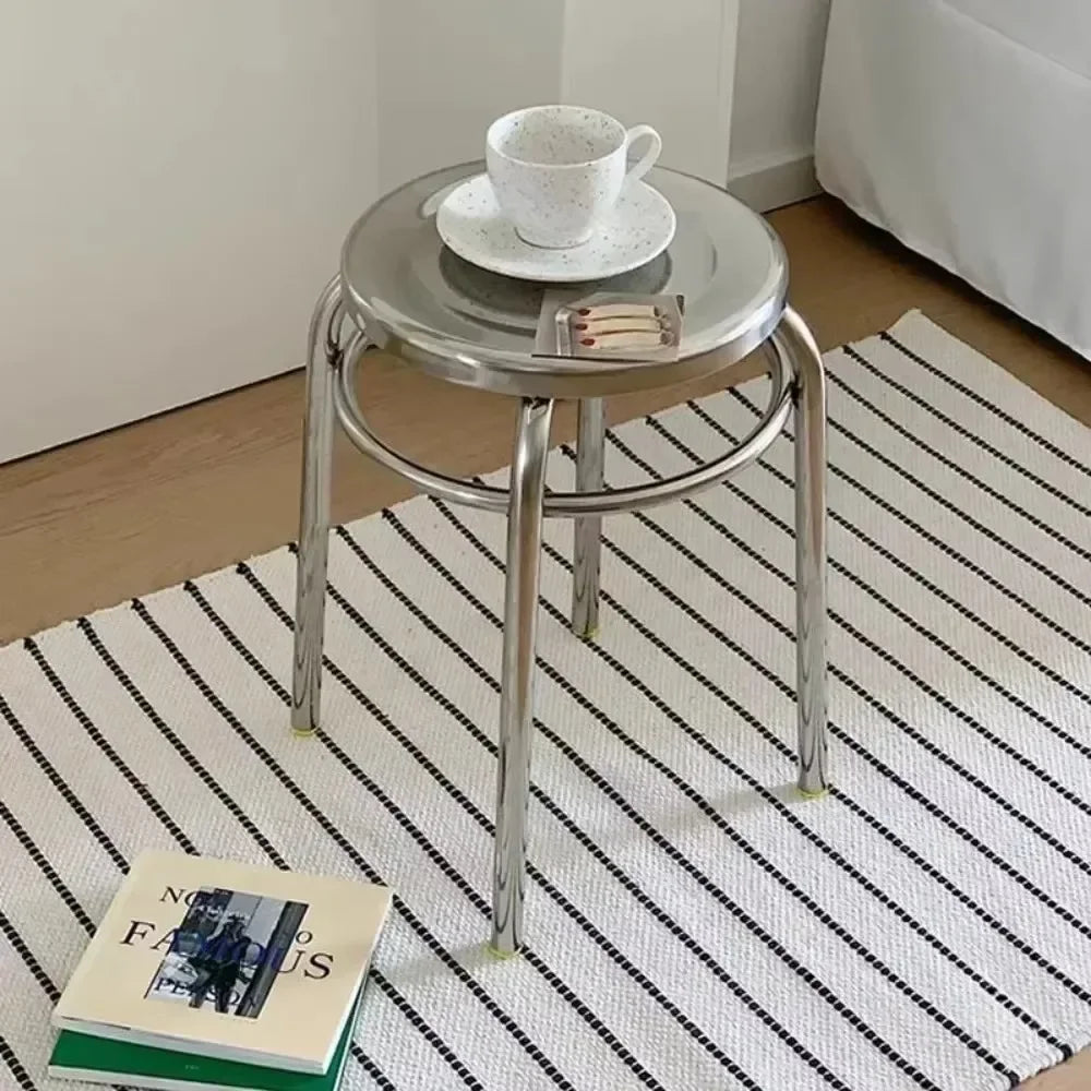 Stainless Steel Stool - Minimalist Metal Accent Seat