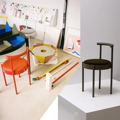 Mid-Century Modern Chair - Colorful Metal Leg Round Dining Seat