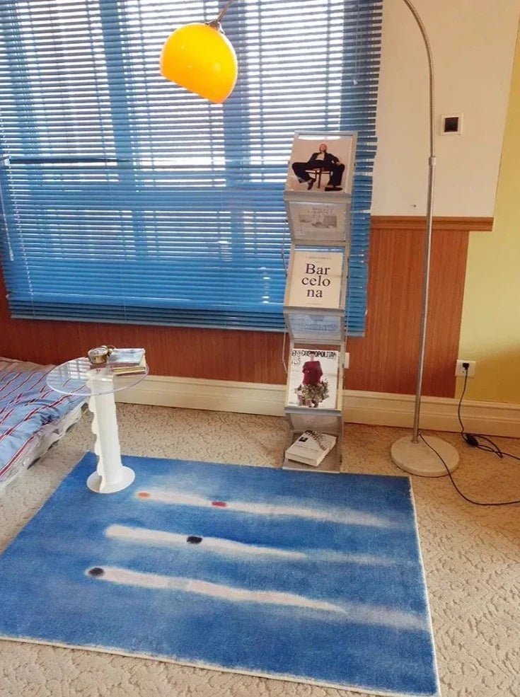 Blue Abstract Rug - Minimalist Carpet Rug with Anti Slip