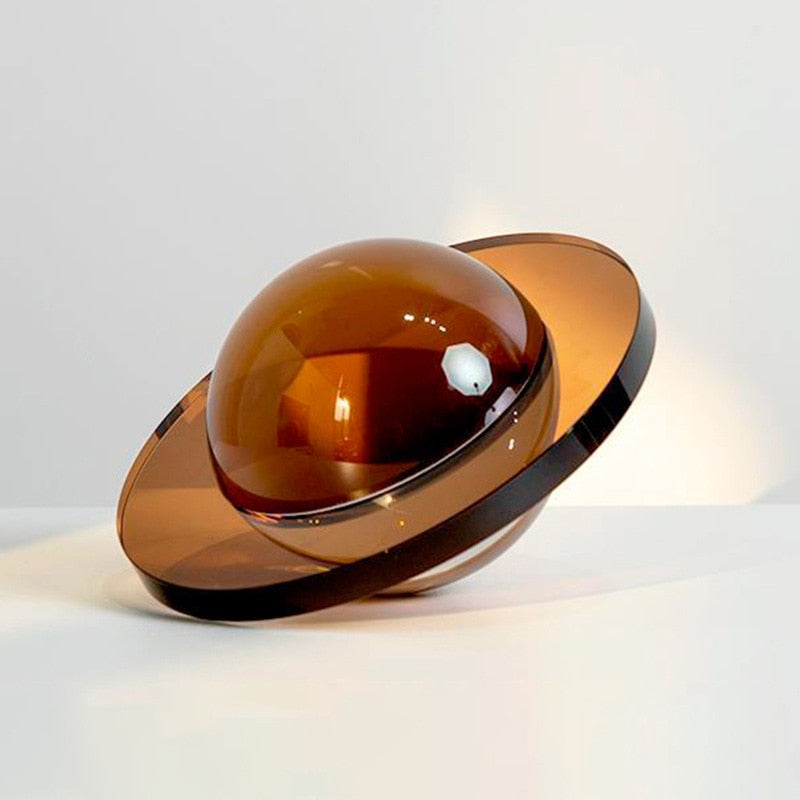 Crystal Saturn Sculpture | Handcrafted Solid Planet Decor