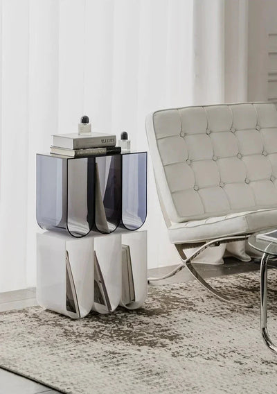 Acrylic Multipurpose Table - Embossed Design Clear Acrylic Side Table