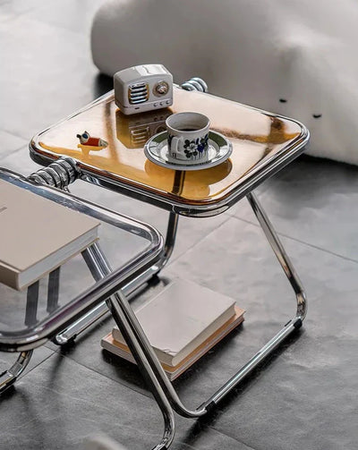 Foldable Acrylic Side Table – Transparent Compact Coffee Table